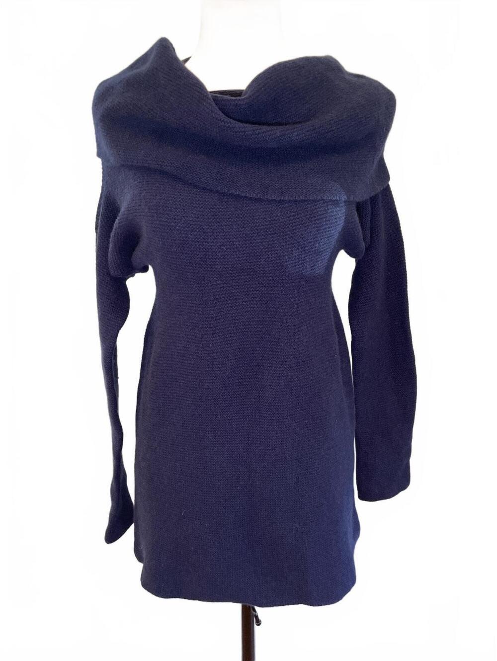 The Row Navy Oversized Cowl Neck Sweater Tunic XS/S Quiet Luxury Fair Condition